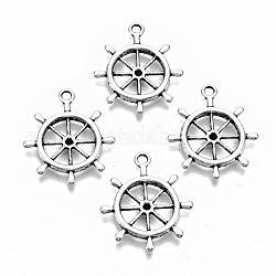 Tibetan Style Alloy Pendants Rhinestone Settings, Anchor & Helm, Cadmium Free & Lead Free, Antique Silver, 28x25x3mm, Hole: 2mm, Fit for 1.8mm Rhinestone, about 400pcs/1000g