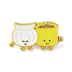 Alfileres de esmalte de comida de dibujos animados, insignia de bola de masa, broche de aleación dorada para ropa de mochila, amarillo, 17x31x1.5mm