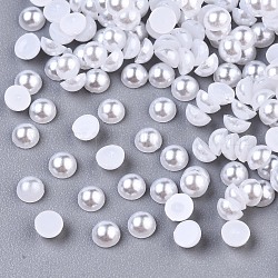 10000pcs ABS Plastic Imitation Pearl Cabochons, Half Round, White, 3x1.5mm