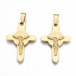 Pendentifs en 304 acier inoxydable, crucifix croix, pour Pâques, véritable 18k plaqué or, 31.5x21.5x3mm, Trou: 3.5x8mm