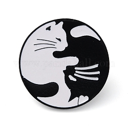漫画の猫のエナメルピン  バックパックの服用の黒の合金バッジ  ブラック  30x1.8mm