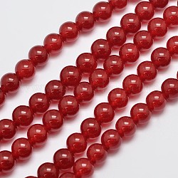 Filamenti di perline naturali e tinti Malesia giada, imitazione agata rossa, tondo, rosso, 8mm, Foro: 1.0 mm, circa 48pcs/filo, 15 pollice