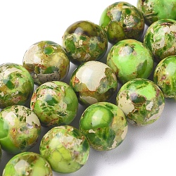 Brins de perles synthétiques turquoise et jaspe impérial assemblés, teinte, ronde, lime green, 8mm, Trou: 0.8mm, environ 52 pcs / brin, 16.14 pouce (41 cm)