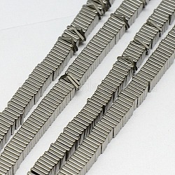 Electroplate Non-magnetic Synthetic Hematite Heishi Beads Strands, Thin Slice Flat Square Beads, Grade A, Silver Plated, 2x2x1mm, Hole: 1mm, about 400pcs/strand, 16 inch