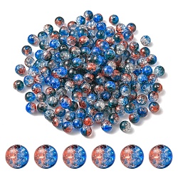 50g de perles acryliques craquelées transparentes, ronde, bleu, 8x7.5mm, Trou: 1.8mm