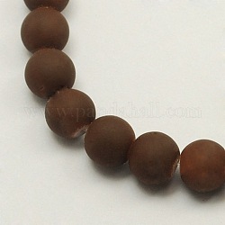 Rubber Glass Round Bead Strands, Coconut Brown, 6mm, Hole: 1mm, about 140pcs/strand, 33inch