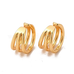 Rack Plating Brass Cuff Earrings, Long-Lasting Plated Triple Circle Earring for Women, Cadmium Free & Lead Free, Real 18K Gold Plated, 13x7.5mm