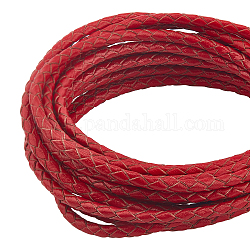 Arricraft 5 yarda 3 mm cordón de cuero genuino, Cordón de tira de cuero trenzado para hacer collares, pulseras y joyas, trenzas rastas, diademas-rojo