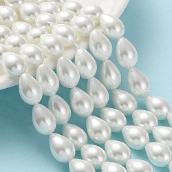 Glasperle Träne, Perlen Stränge, Klasse A, weiß, 13x9 mm, Bohrung: 1 mm, ca. 30 Stk. / Strang, 15.7 Zoll