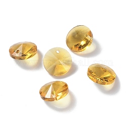 Glas Anhänger / charms, facettiert, Kegel, golden, 14x7 mm, Bohrung: 1 mm