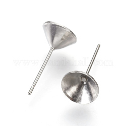 Accessoires de puces d'oreilles en 304 acier inoxydable, pour dos en strass xilion rivoli pointu, couleur inoxydable, ajustement pour: strass 7mm, 16x8 mm, broche: 0.6mm