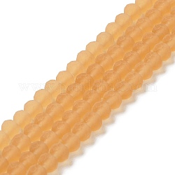 Transparent Glass Beads Strands, Faceted, Frosted, Rondelle, PeachPuff, 3mm, Hole: 1mm