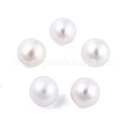Natürlichen Perlen, kein Loch / ungekratzt, Runde, Blumenweiß, 6.5~7 mm