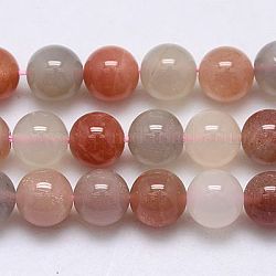 Natural Multi-Moonstone Beads Strands, Round, Mixed Color, 4mm, Hole: 1mm