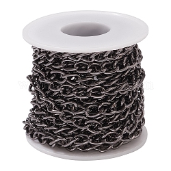 Алюминиевые скрученные бордюрный цепи, цепи с алмазной огранкой, несварные, граненые, металлический черный, 10x6.5x1.8 мм