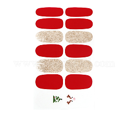 Pegatinas de arte de uñas de tapa completa, autoadhesivo, para decoraciones con puntas de uñas, Estilo de la Navidad, rojo, 10x5.5 cm