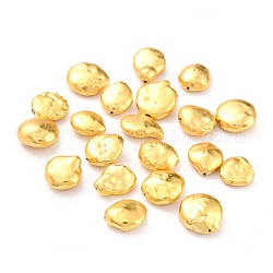 天然パールビーズ  ゴールデン真鍮パーツ  ナゲット  ゴールド  11.5~16.5x11~15x5~7mm  穴：0.8mm