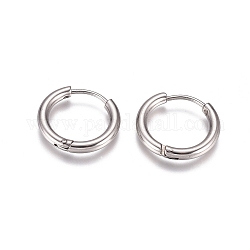 304 Stainless Steel Huggie Hoop Earrings, with 316 Surgical Stainless Steel Pin, Ring, Stainless Steel Color, 17x2.5mm, 10 Gauge, Pin: 0.9mm