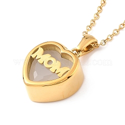 Collana della mamma per il regalo della festa della mamma di compleanno, collana con ciondolo cuore cubic zirconia, 304 Collana in acciaio inox, oro, Gainsboro, 17.72 pollice (45 cm)