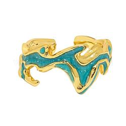 925 открытые кольца из стерлингового серебра, Эмалированные регулируемые кольца необычного дизайна для женщин, золотые, 12.7 мм, внутренний диаметр: размер США 5 1/2 (16 мм)