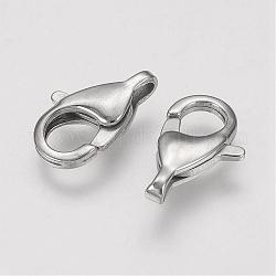 304 Stainless Steel Lobster Claw Clasps, Stainless Steel Color, 15x9x3.5mm, Hole: 1.5mm
