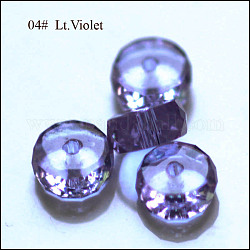 Abalorios de cristal austriaco de imitación, aaa grado, facetados, plano y redondo, lila, 12x7.5mm, agujero: 0.9~1 mm
