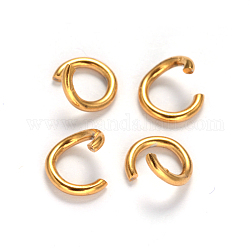 Placcatura ionica (ip) 304 anelli di salto aperti in acciaio inossidabile, oro, 21 gauge, 4x0.7mm