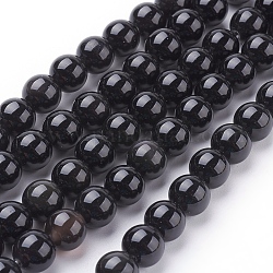 Natürlichen Obsidian Perlen Stränge, Runde, Klasse AA, schwarz und bunt, 8 mm