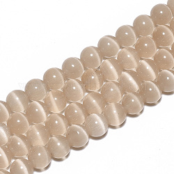 Cat Eye Beads Strands, Round, BurlyWood, 8mm, Hole: 1mm, about 50pcs/strand, 14 inch
