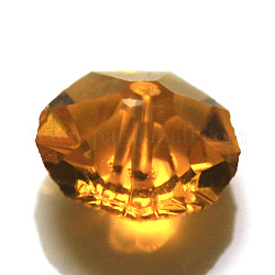 Perles d'imitation cristal autrichien, grade AAA, facette, plat rond, orange, 8x4mm, Trou: 0.9~1mm