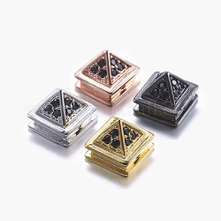 Perline in ottone con pavé di zirconi cubici in ottone, cono, colore misto, nero, 9.5x9.5x8mm, Foro: 2 mm
