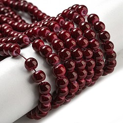 Fili di perline in vetro placcato, cottura della vernice, tondo, rosso scuro, 6mm, Foro: 1.3~1.6 mm, circa 133pcs/filo, 31.4 pollice