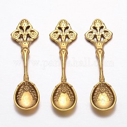Tibetan Style Alloy Spoon Big Pendants, Kitchen Utensil Pendants, Waitress Charms, Lead Free, Cadmium Free and Nickel Free, Antique Golden, about 58mm long, 15.5mm wide, 2mm thick