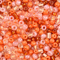 Colori interni opachi e trasparenti perline di semi di vetro, foro rotondo, tondo, colore misto, arancione scuro, 4mm, Foro: 1.4~1.5 mm