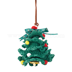 かぎ針編みのクリスマス ツリー ハンギング ペンダントの装飾  自動車のバックミラーと車のインテリア吊り下げアクセサリー用  濃い緑  370~430mm