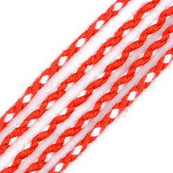 Polyester Braided Cords, Red, 2mm, about 100yard/bundle(91.44m/bundle)