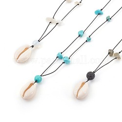 Colliers de pierres précieuses naturelles et synthétiques, avec perles en nacre et cordon en nylon, 16.4~16.7 pouce (41.8~42.4 cm)