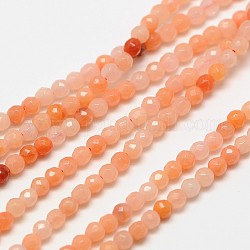 Rose naturelle perles aventurinee brins, ronde à facettes, 3mm, Trou: 0.8mm, Environ 129 pcs/chapelet, 15 pouce