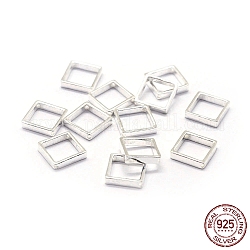 925 montatura in argento sterling, rombo, argento, 11.5x11.5x1.5mm, Foro: 0.8 mm