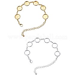 Bracelet en laiton faisant, plat rond, argent et or, couleur mixte, 8-1/8x1/2x1/8 pouce (20.7x1.4x0.4 cm)