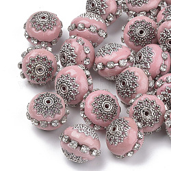Handmade Indonesia Beads, Round, Pink, 16~18x15~16mm, Hole: 2mm