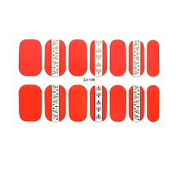 Adesivi per smalti per unghie a tutto tondo, autoadesiva, per decalcomanie per unghie design punte per manicure decorazioni, arancio rosso, 14pcs / scheda