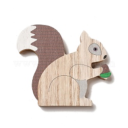 Cabochons en bois imprimés simple face d'automne, écureuil, 95.5x110x12mm