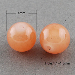 Imitation Jade Glass Beads Strands, Spray Painted, Round, Light Salmon, 4mm, Hole: 1.1~1.3mm, about 200pcs/strand, 31.4 inch