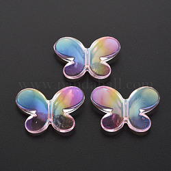 Überzug aus transparentem Acrylperlen, Schmetterling, rosa, 21.5x29x6 mm, Bohrung: 2 mm