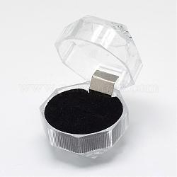 Boîtes à bagues en plastique transparent, Boîte à bijoux, noir, 3.8x3.8x3.8 cm