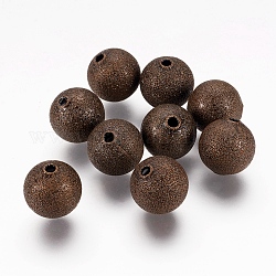 Perles en laiton texturées, sans nickel, ronde, couleur de bronze antique, taille: environ 12mm de diamètre, Trou: 1.8mm