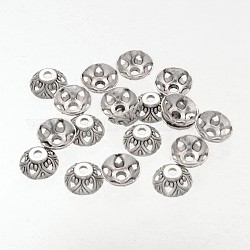 Apetalous Kegel tibetanische silberne Perlenkappen, Bleifrei und cadmium frei, Antik Silber Farbe, ca. 10 mm Durchmesser, 4 mm hoch, Bohrung: 2 mm