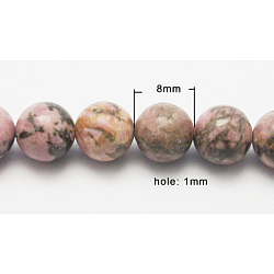 Natur Rhodonit Perlen Stränge, Runde, Sienaerde, Größe: ca. 8mm Durchmesser, 51 Stück / Stränge
