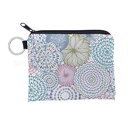 Pochettes en polyester à motif de fleurs de mandala, porte-monnaie avec fermeture éclair et porte-clés, pour femme, rectangle, Aqua, 12x9.5 cm